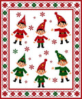 Festive Elves And Snowflakes Border Rug
