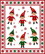 Festive Elves And Snowflakes Border Rug