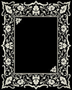 Ornate Floral Scrollwork Border Design Rug