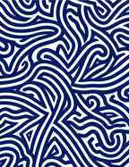 Abstract Bold Navy Swirls Design Rug