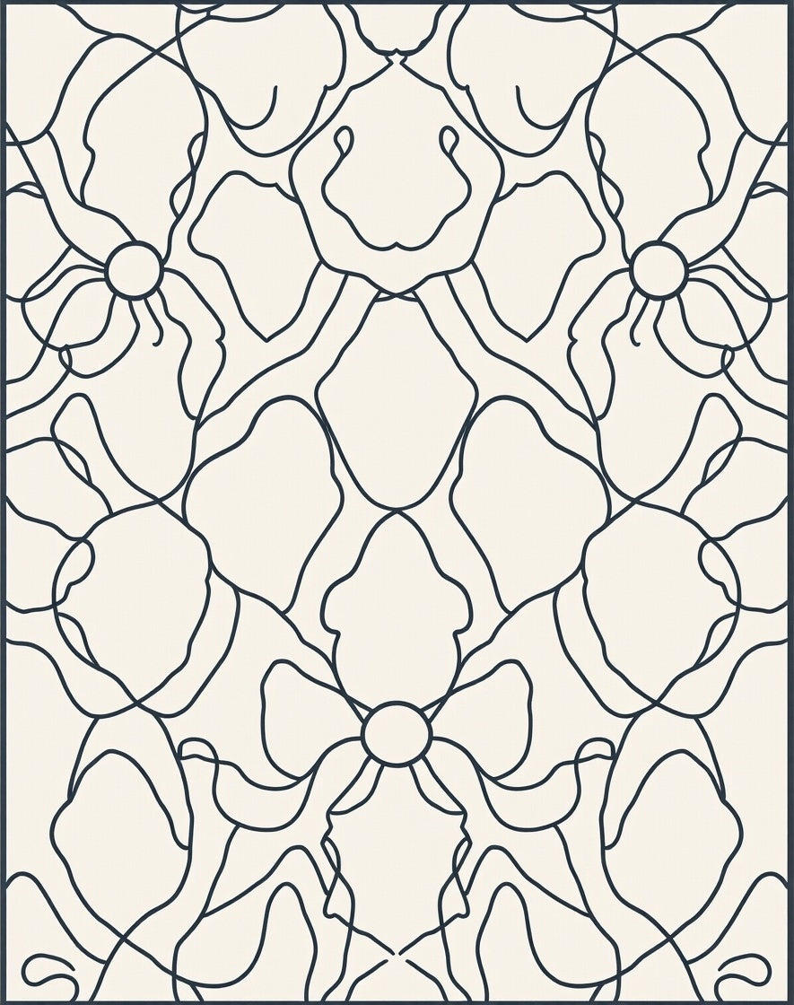 Floral Vine Abstract Line Design Rug