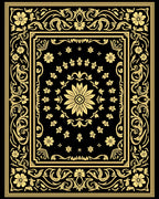Vintage Floral Frame And Centerpiece Rug