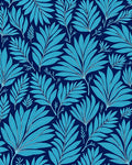 Bold Blue Tropical Leaf Pattern Rug