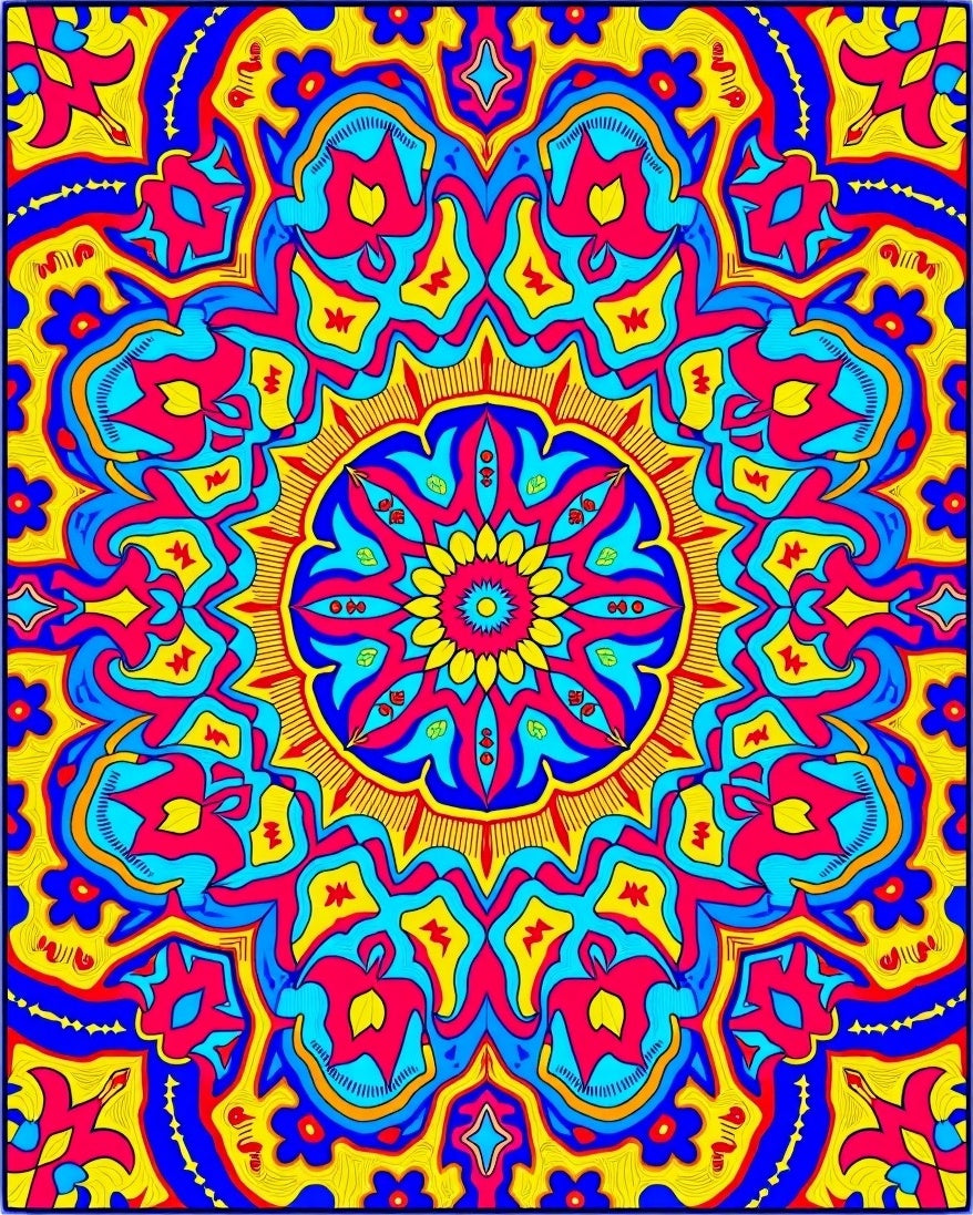 Vibrant Mandala Floral Pattern Rug