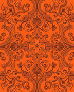 Bold Orange Baroque Swirl Pattern Rug