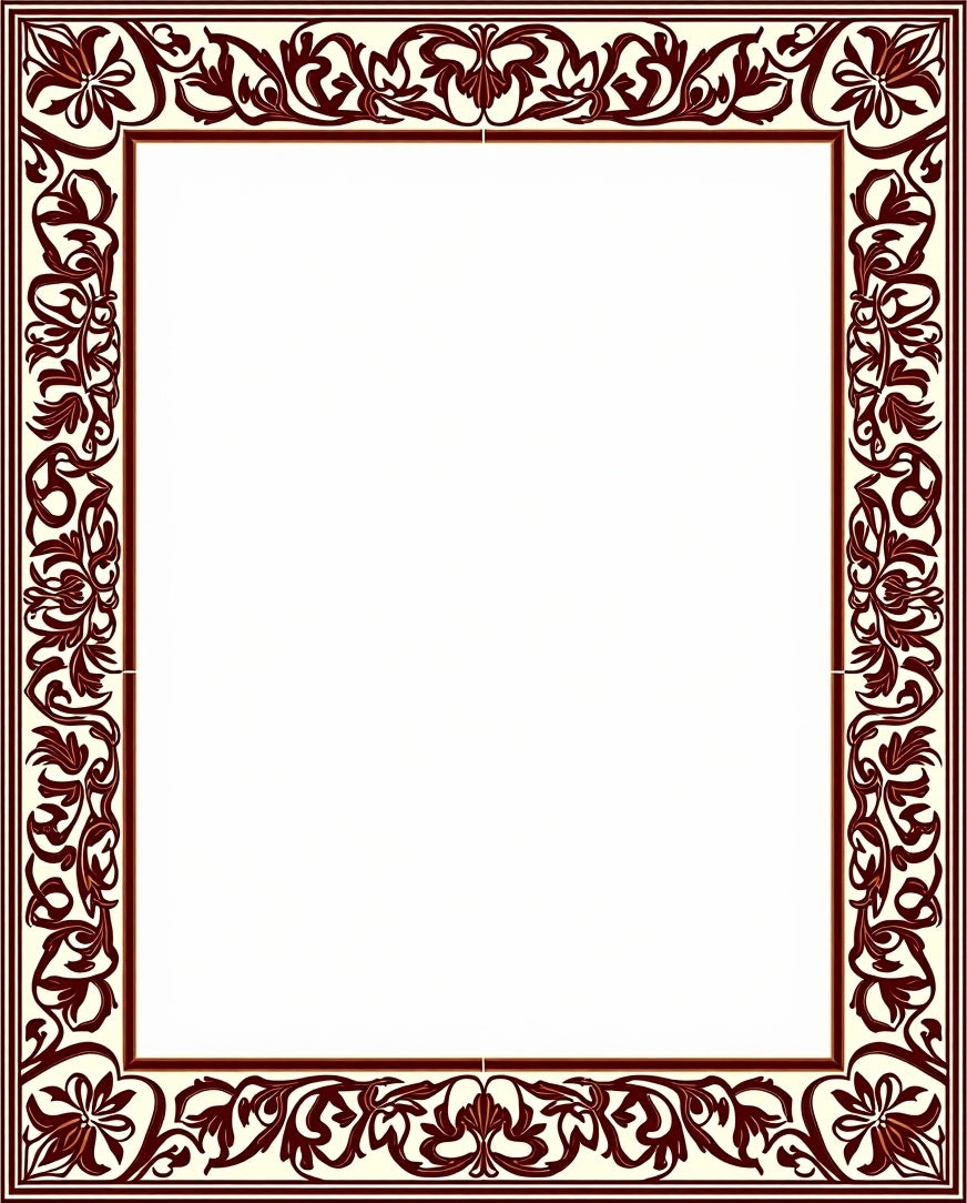 Elegant Red Floral Vine Border Design Rug