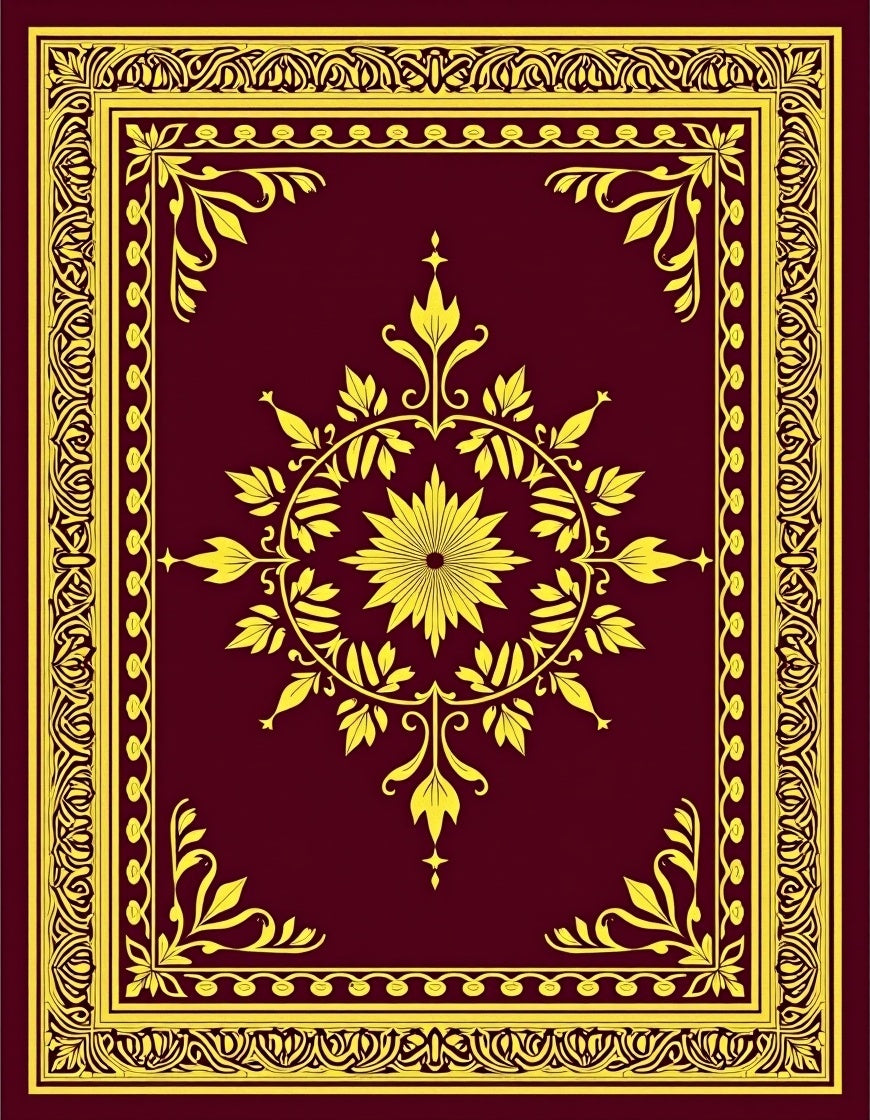 Ornate Golden Floral Vine Rug