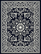 Intricate Floral Scrollwork Design Rug
