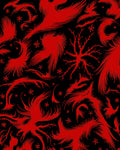 Abstract Red Feather Swirl Pattern Rug