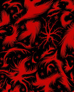 Abstract Red Feather Swirl Pattern Rug