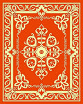 Orange Floral Scroll Pattern Rug