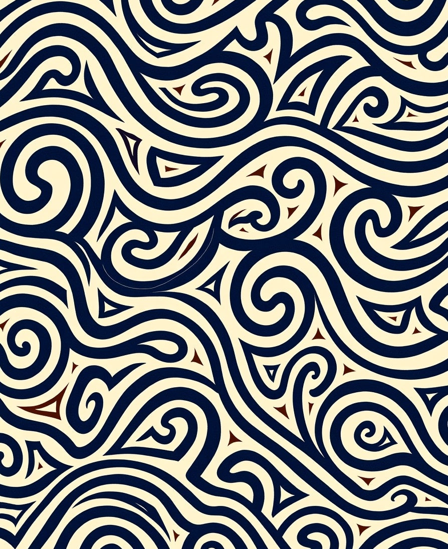 Navy Swirls Triangles Organic Design Rug