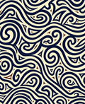 Navy Swirls Triangles Organic Design Rug