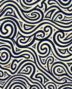 Navy Swirls Triangles Organic Design Rug