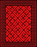 Bold Geometric Lattice Red Black Rug