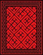 Bold Geometric Lattice Red Black Rug