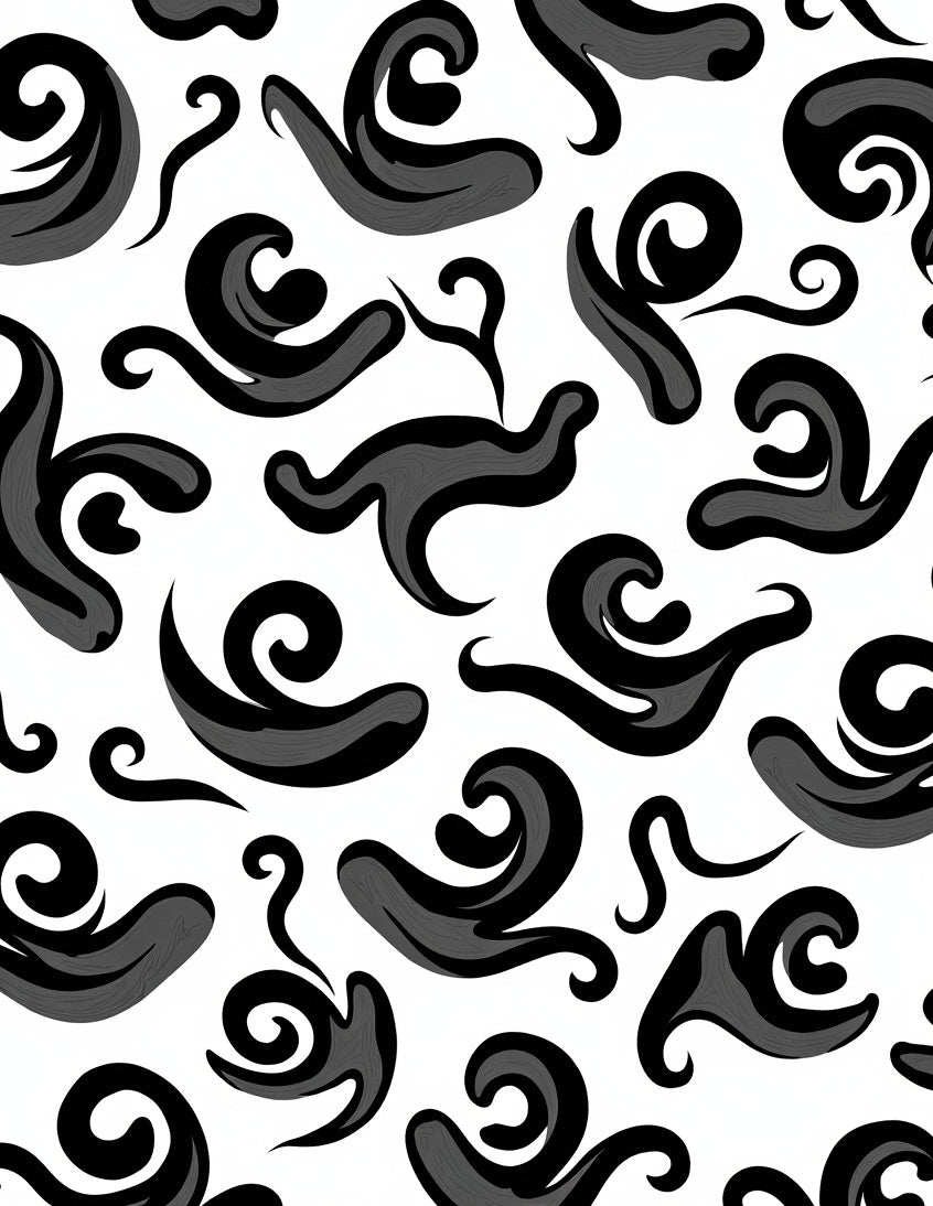 Abstract Black Swirl Pattern Rug