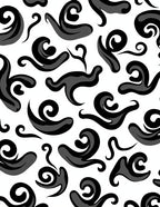 Abstract Black Swirl Pattern Rug