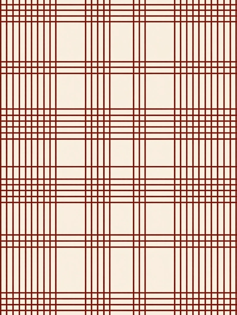 Classic Deep Red Plaid Pattern Rug