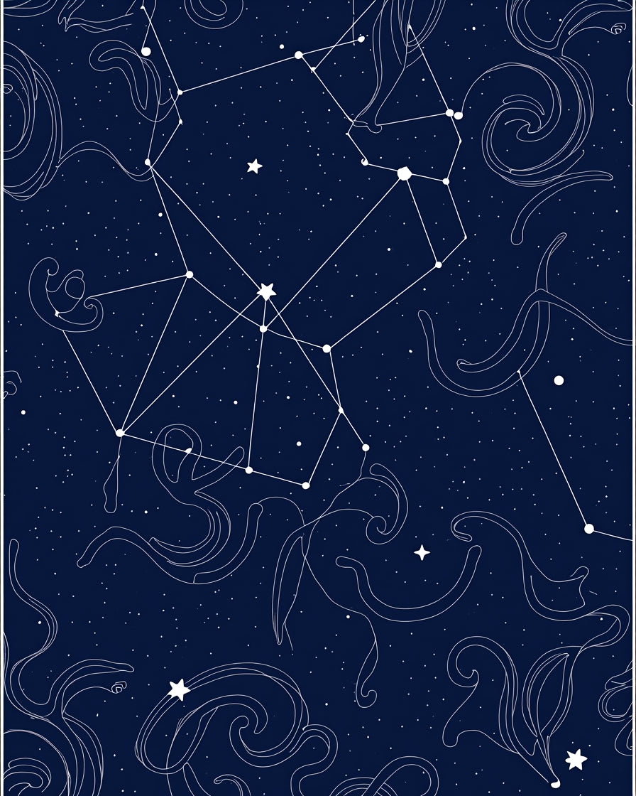Celestial Constellation Swirl Pattern Rug