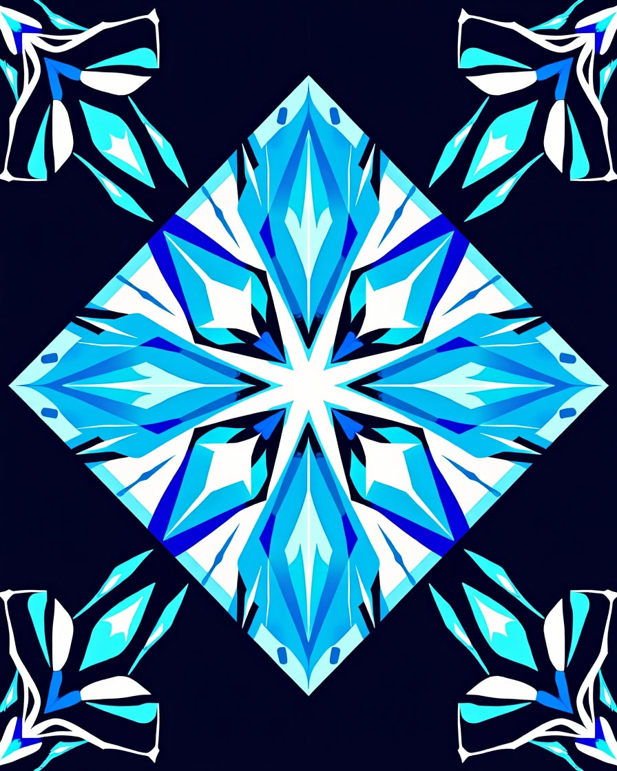 Modern Blue Diamond Geometric Pattern Rug