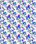 Vibrant Blue Purple Floral Pattern Rug