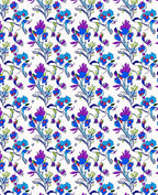 Vibrant Blue Purple Floral Pattern Rug
