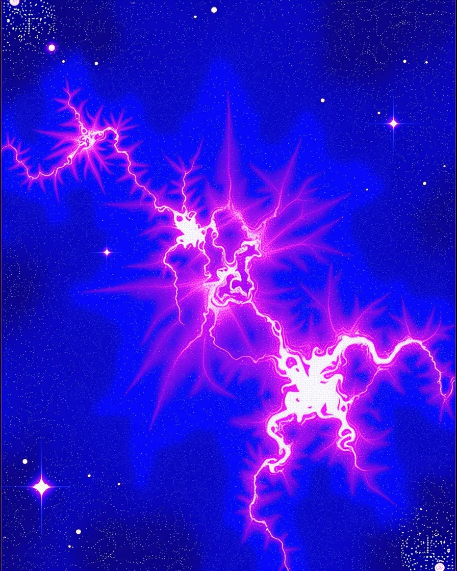 Electric Blue Cosmic Lightning Burst Rug