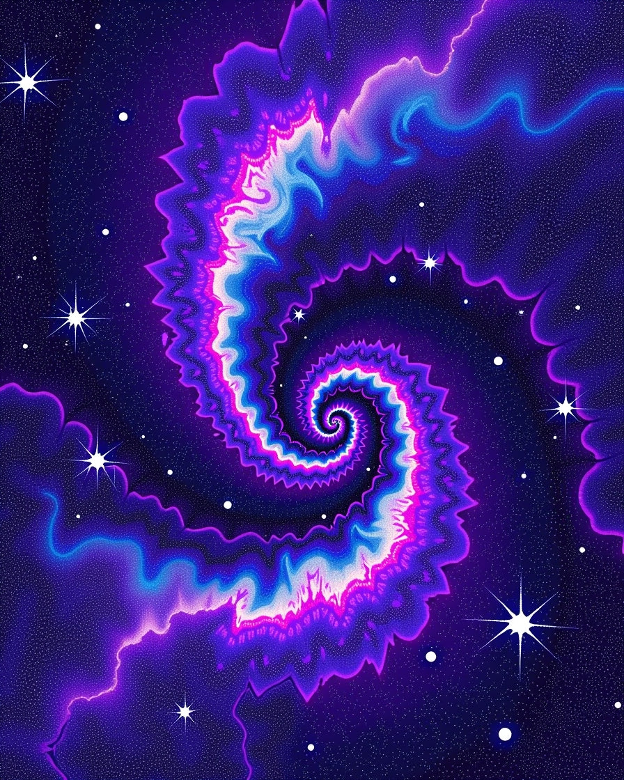 Cosmic Swirl Vibrant Neon Spiral Rug