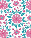 Pink Teal Floral Mandala Pattern Rug