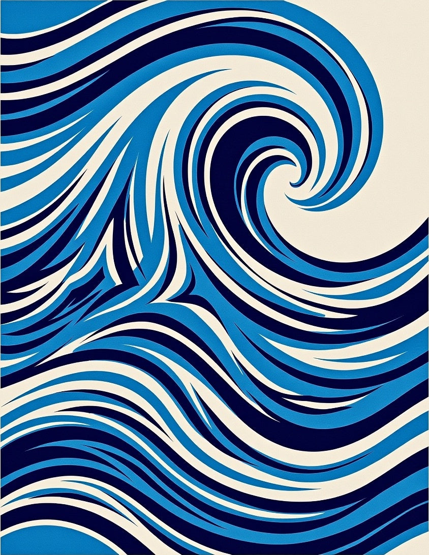 Dynamic Blue Swirl Coastal Wave Rug