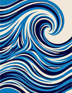 Dynamic Blue Swirl Coastal Wave Rug
