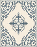 Elegant Swirl Floral Cream Blue Rug