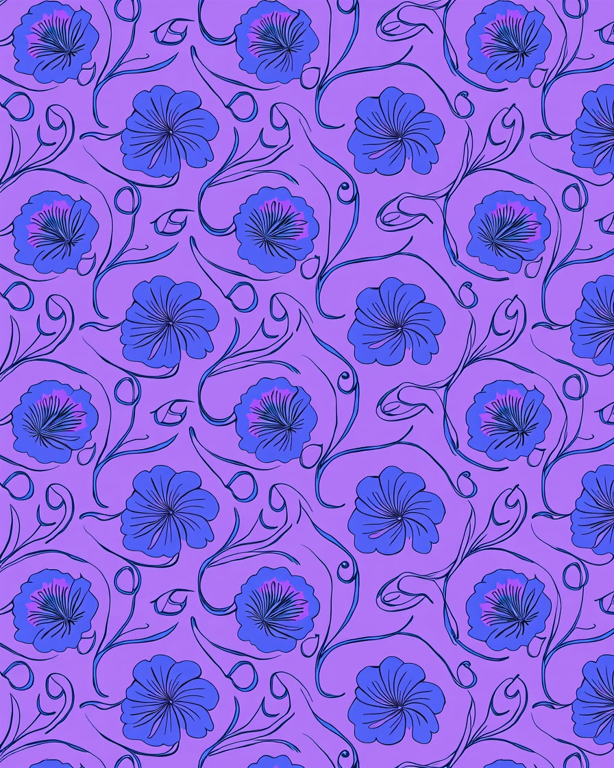 Purple Floral Swirl Pattern Accent Pillow Rug