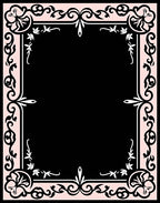 Delicate Floral Scrollwork Framed Rug