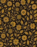 Golden Floral Vine Dark Ground Rug