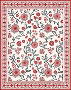 Classic Red Floral Vine Pattern Rug