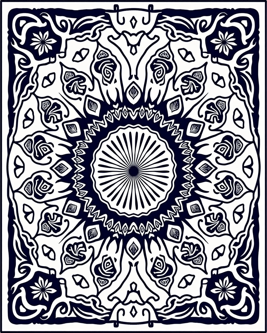 Elegant Mandala Floral Patterned Rug