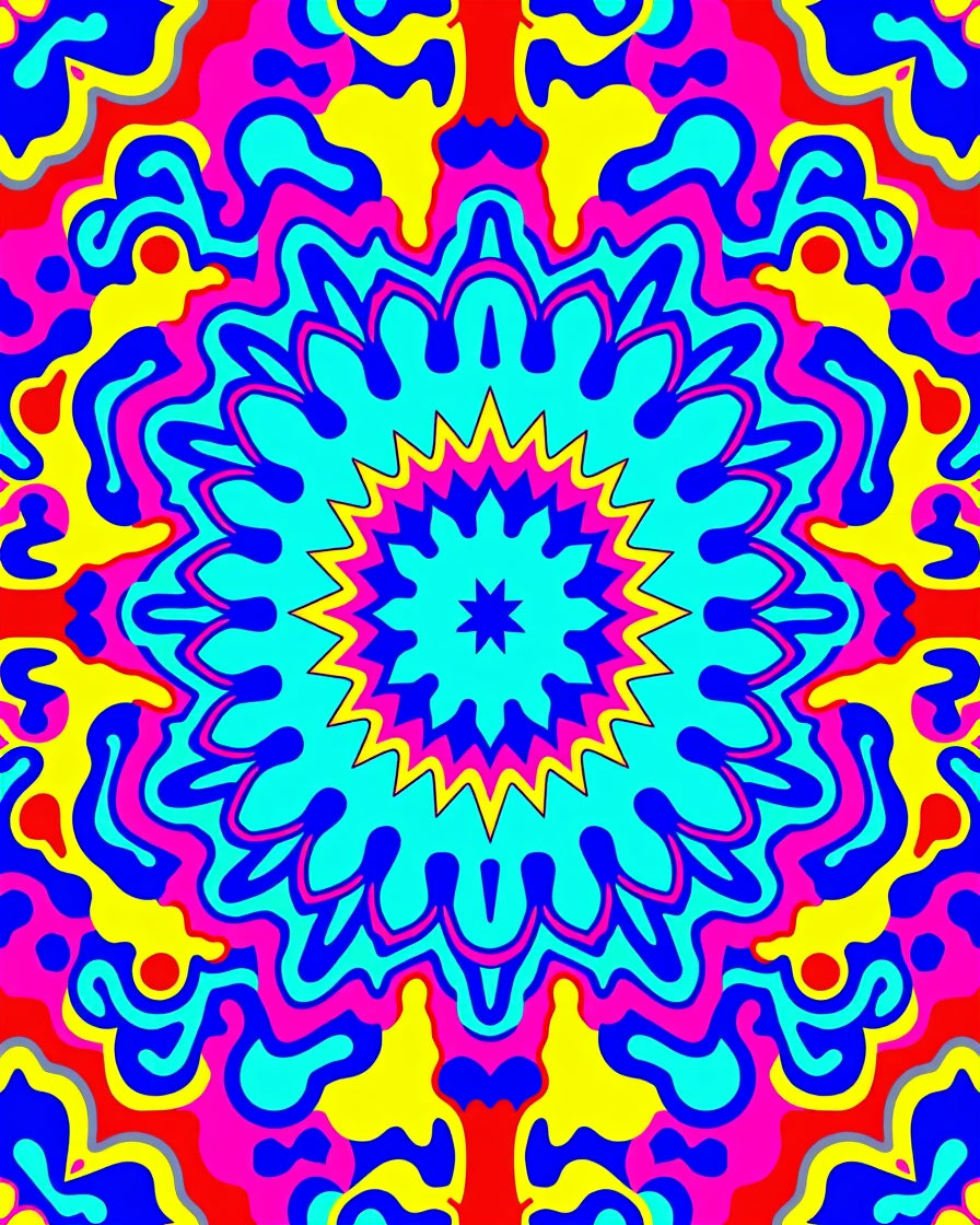 Radiant Psychedelic Floral Mandala Design Rug