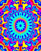 Radiant Psychedelic Floral Mandala Design Rug