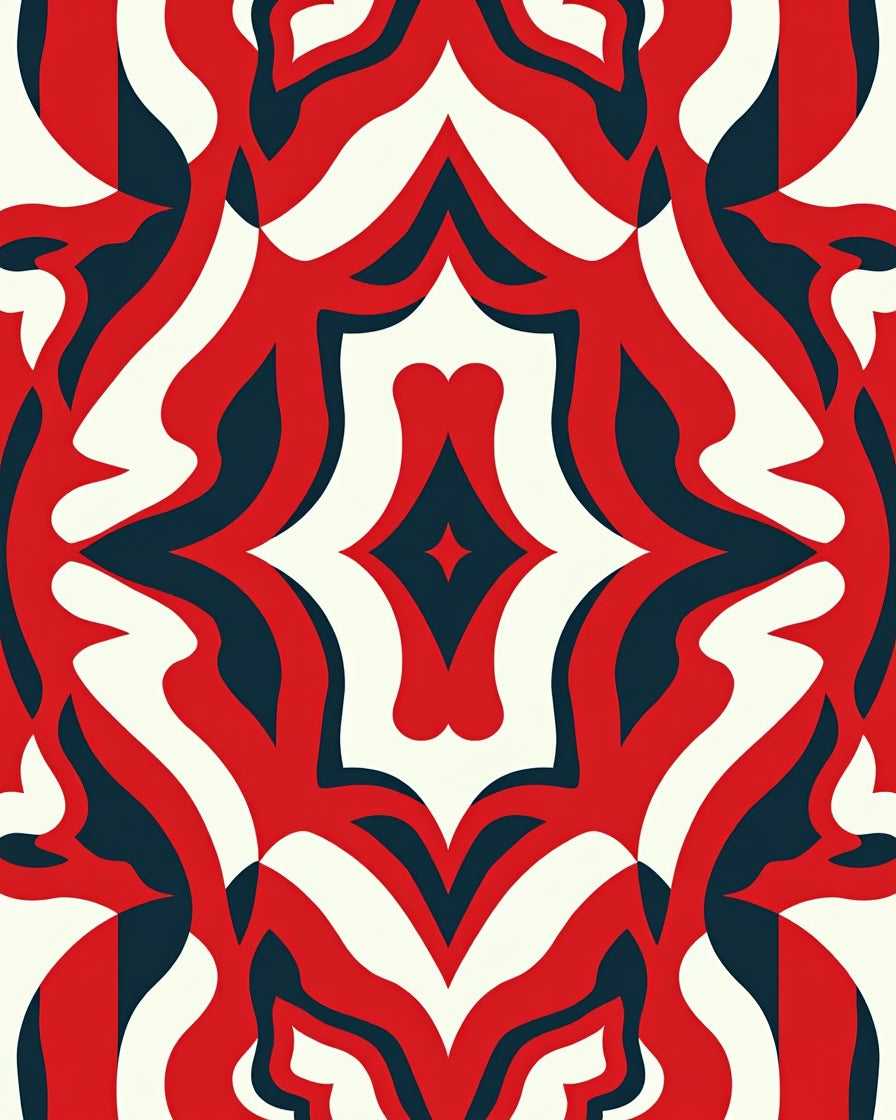 Red White Blue Abstract Swirl Rug