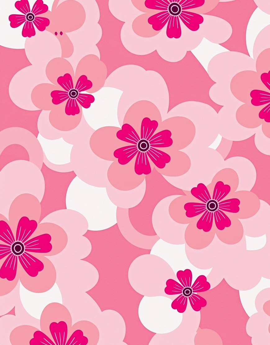 Charming Pink Floral Pattern Rug