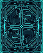 Abstract Circuit Board Geometric Design Rug