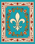 Fleur De Lis Floral Border Design Rug