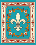 Fleur De Lis Floral Border Design Rug