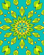 Citrine Emerald Floral Mandala Rug