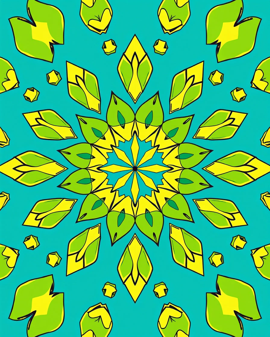 Citrine Emerald Floral Mandala Rug