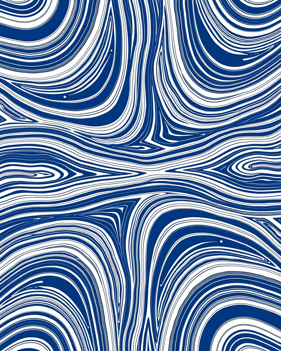 Navy Blue Wavy Swirl Rug