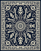 Intricate Floral Sunburst Pattern Rug