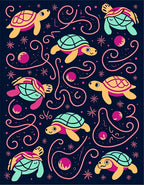 Whimsical Turtle Pattern And Stars Rug